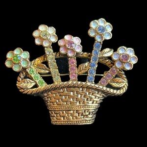 Thomas Sabo Green and Pink Floral Basket Brooch
